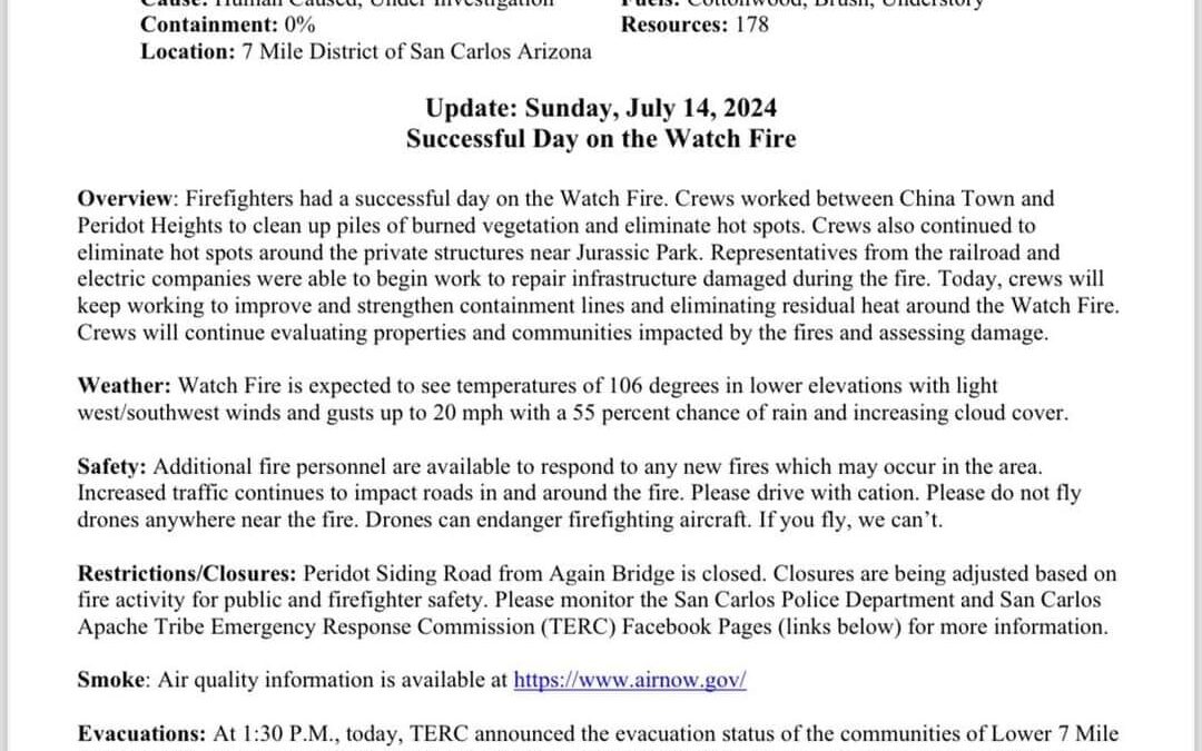 Watch Fire – 7 Mile District of San Carlos Arizona