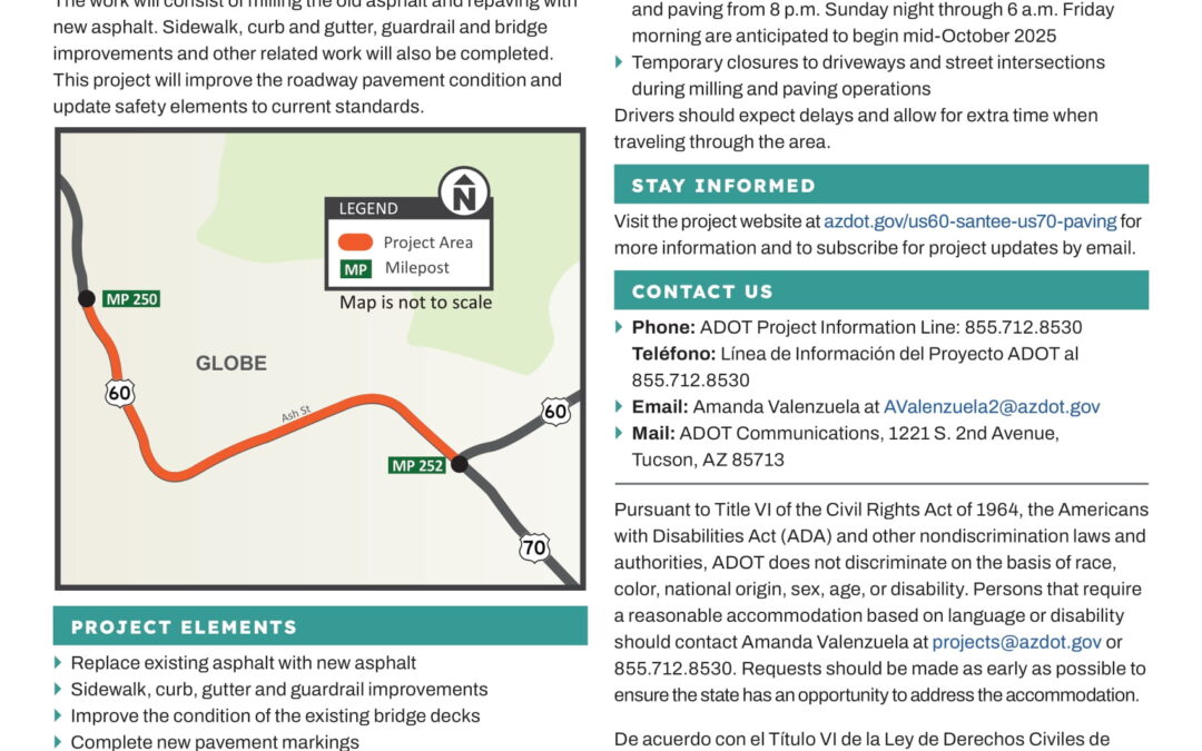 US 60 Santee Street to US 70 – Pavement Rehabilitation  Project