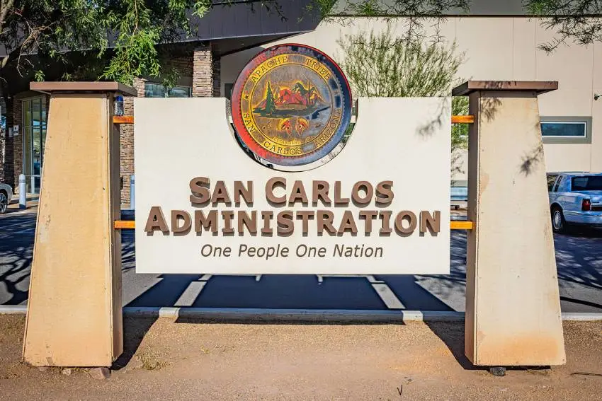 San Carlos Apache Tribal Administration Office Entrance Sign