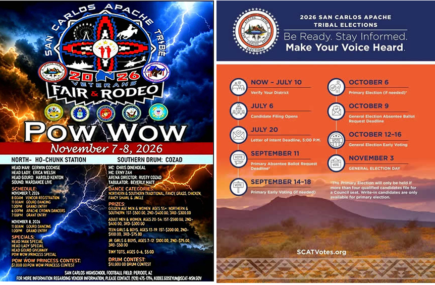 weqeqew San Carlos Apache Tribe Upcoming Community Event Banner